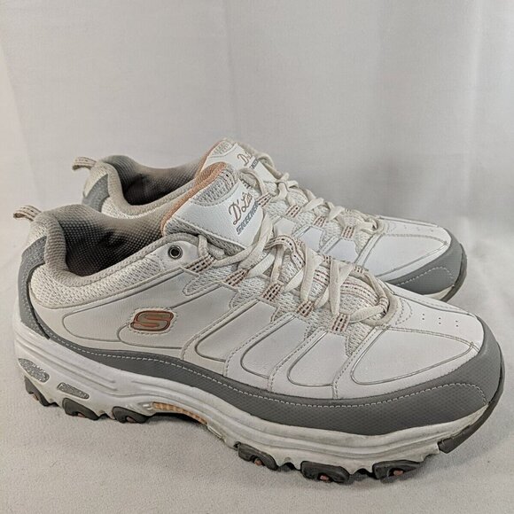 Skechers D'Lites 11 US Women Leather Sneakers Shoes White Pink Silver 11587 WGOR - Picture 5 of 15